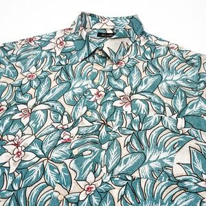 Tasso Elba Hawaiian Floral Hibiscus Shirt Mens‎ XL Silk Blend Aloha Resort